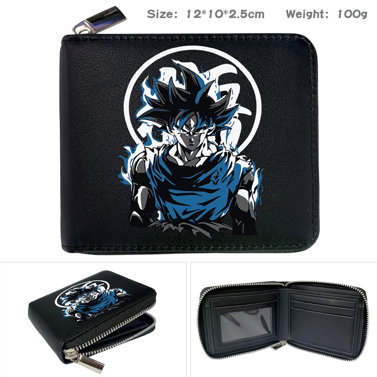 DRAGON BALL Anime Zipper UV printed bi-fold leather wallet 12x10x2.5cm 100g