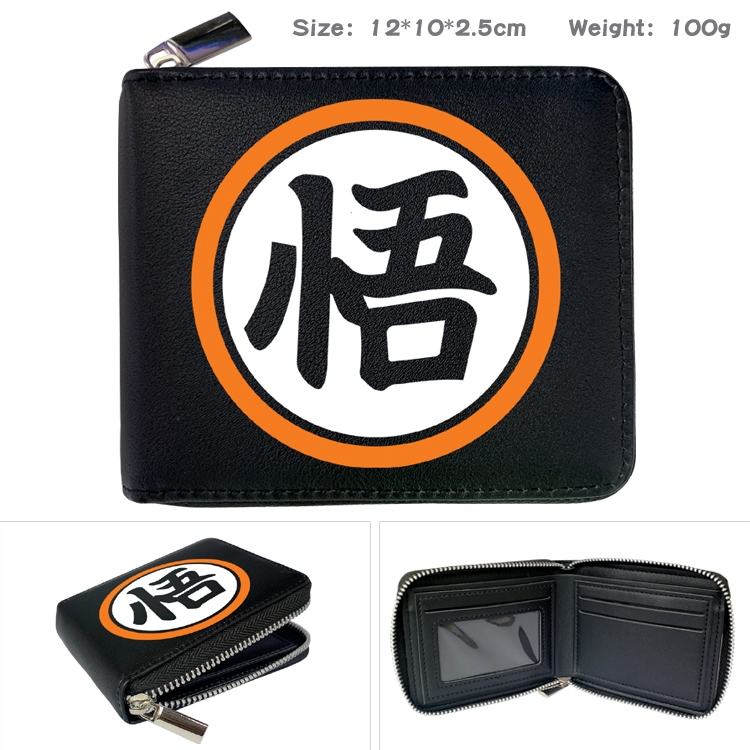 DRAGON BALL Anime Zipper UV printed bi-fold leather wallet 12x10x2.5cm 100g