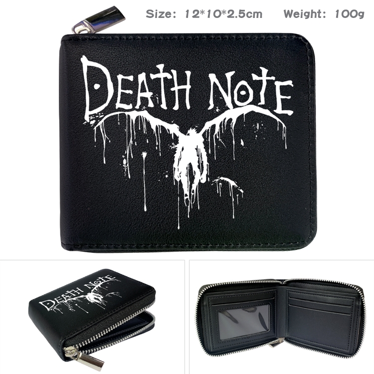 Death note Anime Zipper UV printed bi-fold leather wallet 12x10x2.5cm 100g