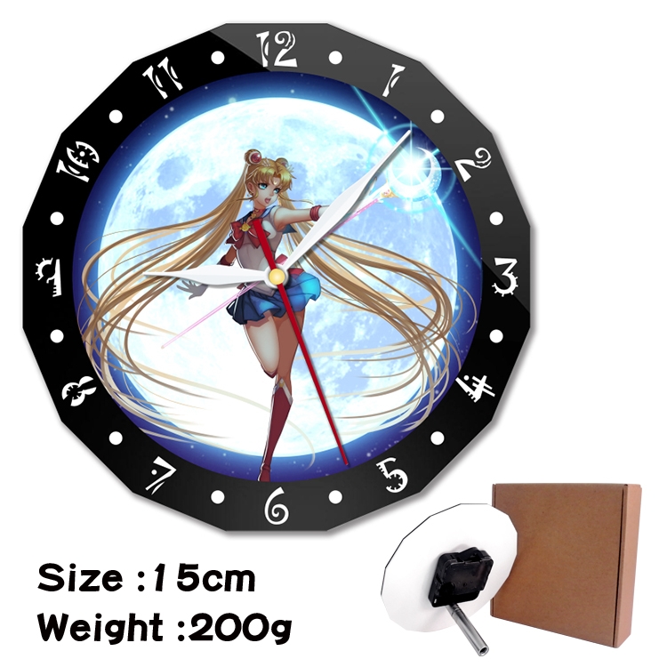 sailormoon Anime double acrylic wall clock alarm clock 15cm 200g