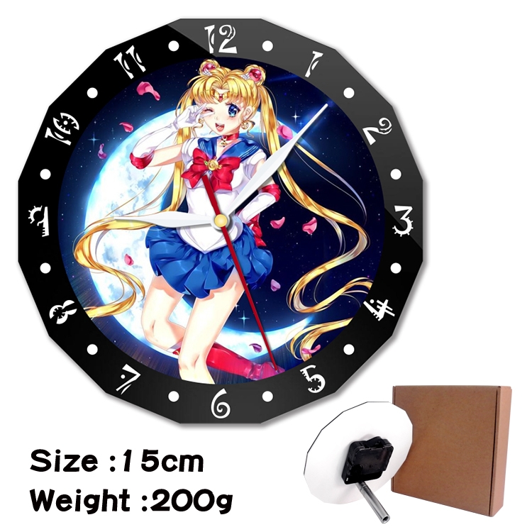 sailormoon Anime double acrylic wall clock alarm clock 15cm 200g