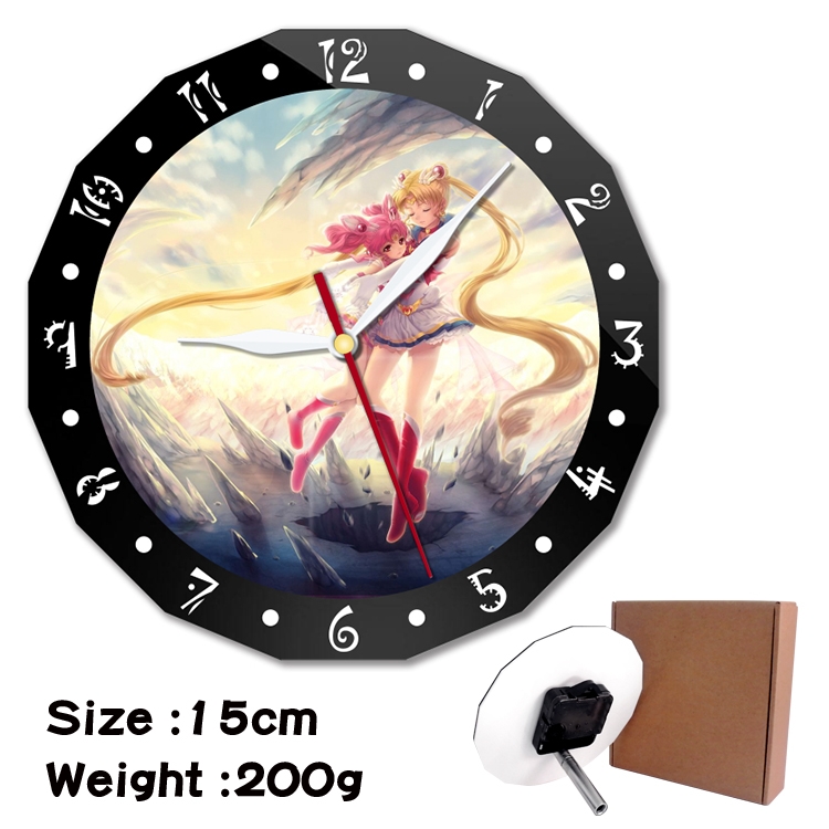 sailormoon Anime double acrylic wall clock alarm clock 15cm 200g