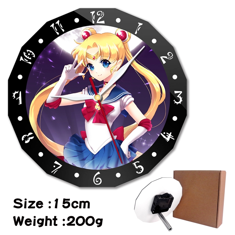 sailormoon Anime double acrylic wall clock alarm clock 15cm 200g