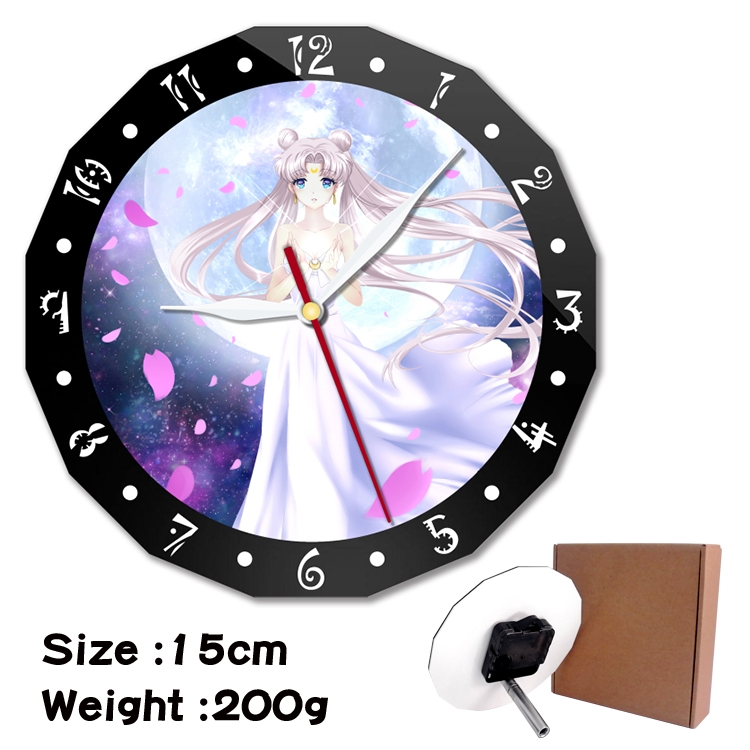 sailormoon Anime double acrylic wall clock alarm clock 15cm 200g
