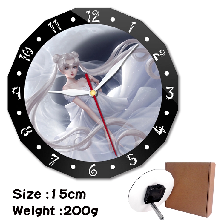 sailormoon Anime double acrylic wall clock alarm clock 15cm 200g