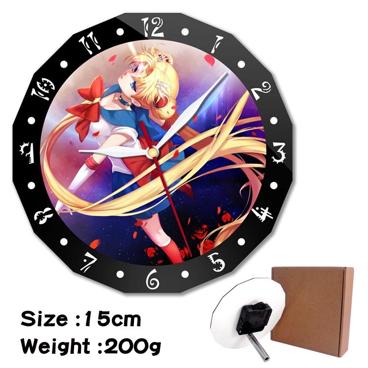 sailormoon Anime double acrylic wall clock alarm clock 15cm 200g