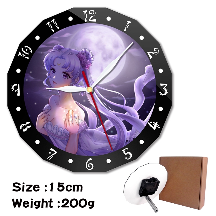 sailormoon Anime double acrylic wall clock alarm clock 15cm 200g