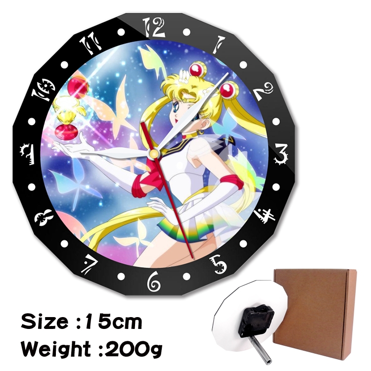 sailormoon Anime double acrylic wall clock alarm clock 15cm 200g