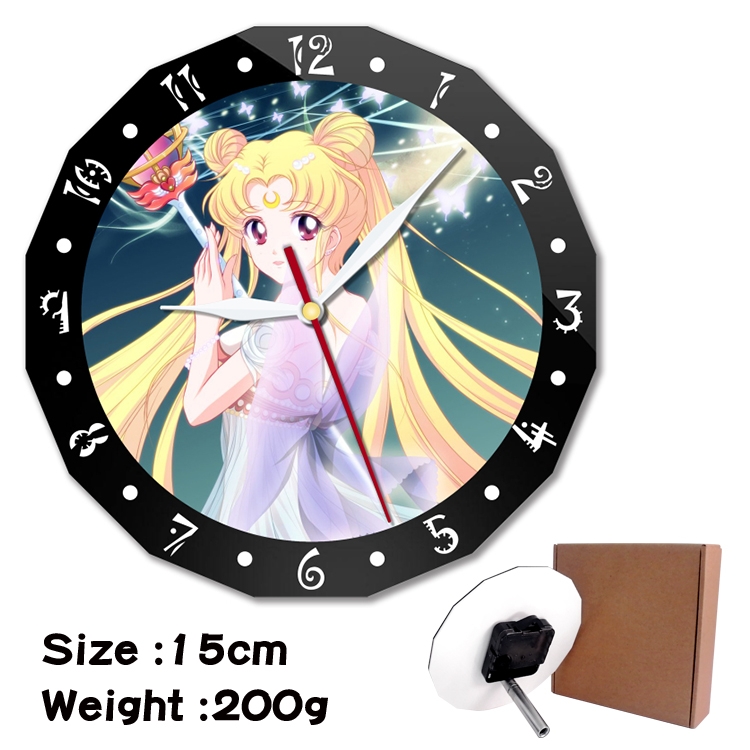 sailormoon Anime double acrylic wall clock alarm clock 15cm 200g