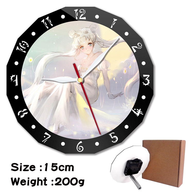 sailormoon Anime double acrylic wall clock alarm clock 15cm 200g