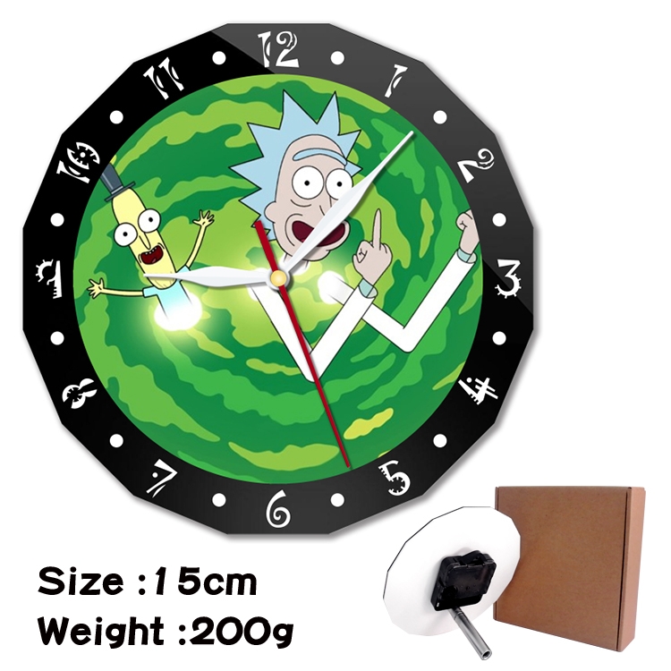 Rick and Morty Anime double acrylic wall clock alarm clock 15cm 200g