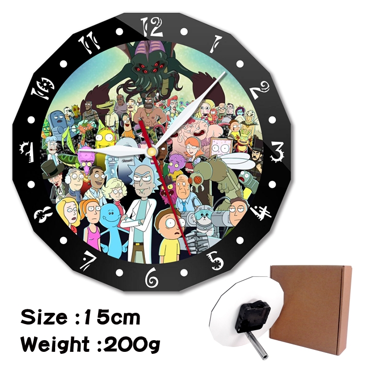 Rick and Morty Anime double acrylic wall clock alarm clock 15cm 200g