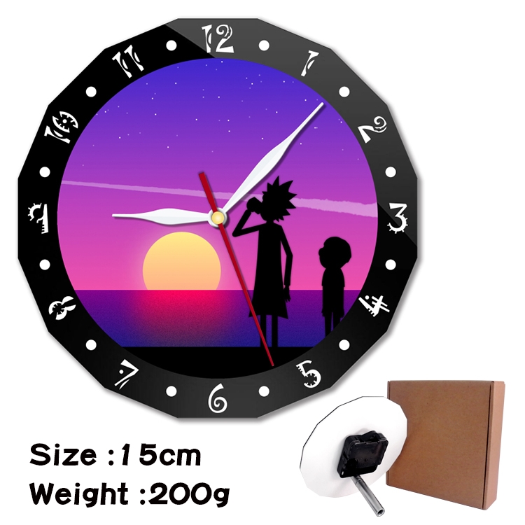 Rick and Morty Anime double acrylic wall clock alarm clock 15cm 200g