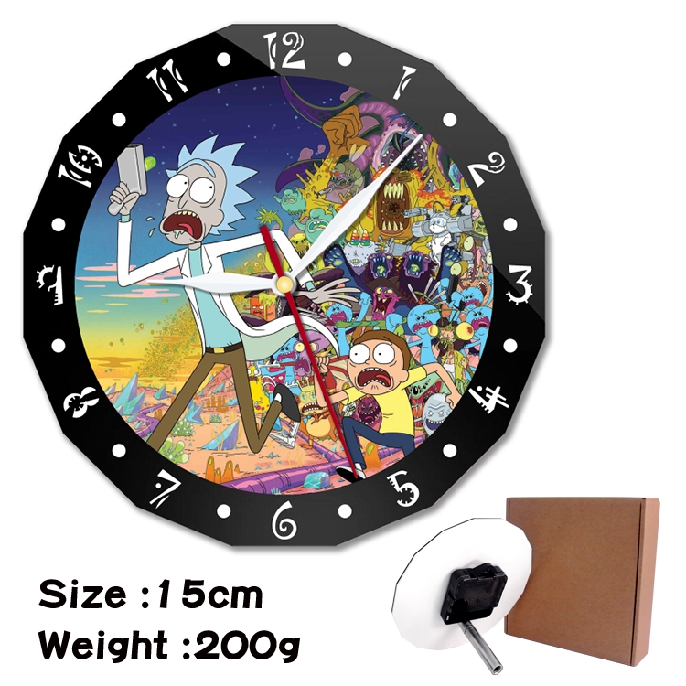 Rick and Morty Anime double acrylic wall clock alarm clock 15cm 200g