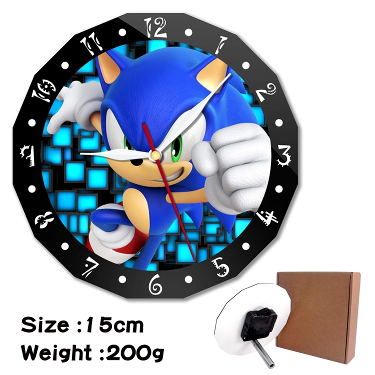 Sonic the Hedgehog Anime double acrylic wall clock alarm clock 15cm 200g