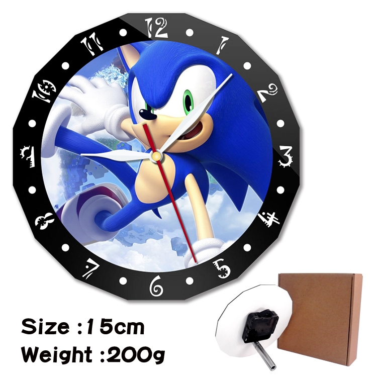 Sonic the Hedgehog Anime double acrylic wall clock alarm clock 15cm 200g