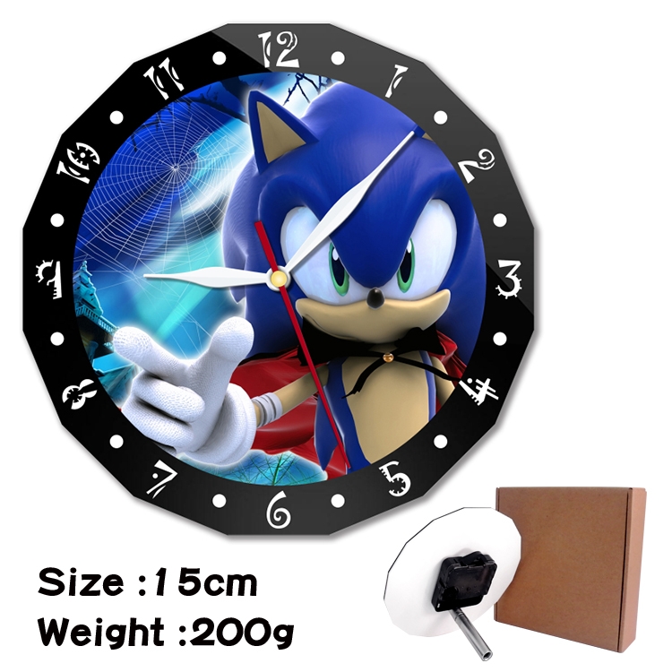 Sonic the Hedgehog Anime double acrylic wall clock alarm clock 15cm 200g