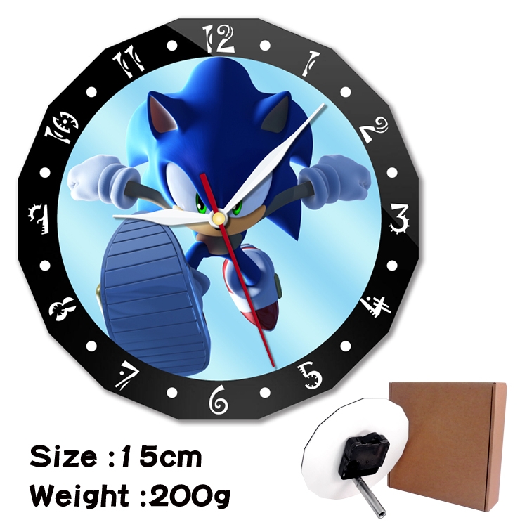 Sonic the Hedgehog Anime double acrylic wall clock alarm clock 15cm 200g