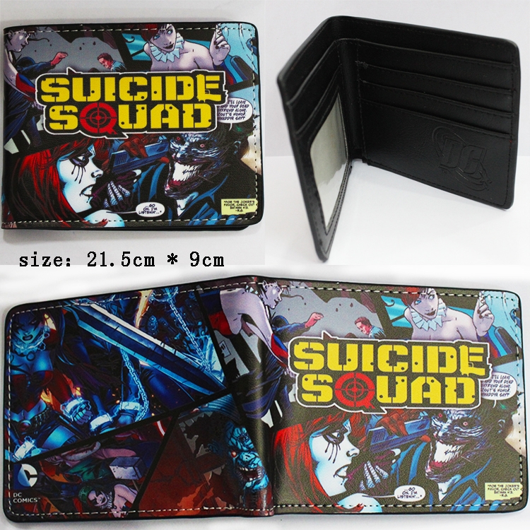 Suicide Squad PU short two fold Wallet 9.5X23.5CM 86G