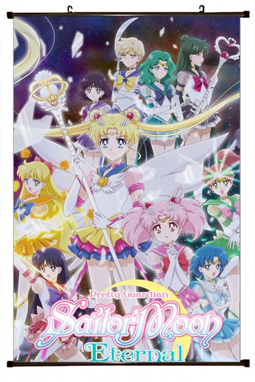 Sailormoon Anime black Plastic rod Cloth painting Wall Scroll 60X90CM M2-98