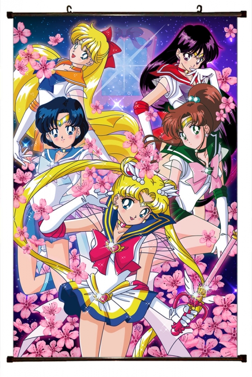 Sailormoon Anime black Plastic rod Cloth painting Wall Scroll 60X90CM M2-103