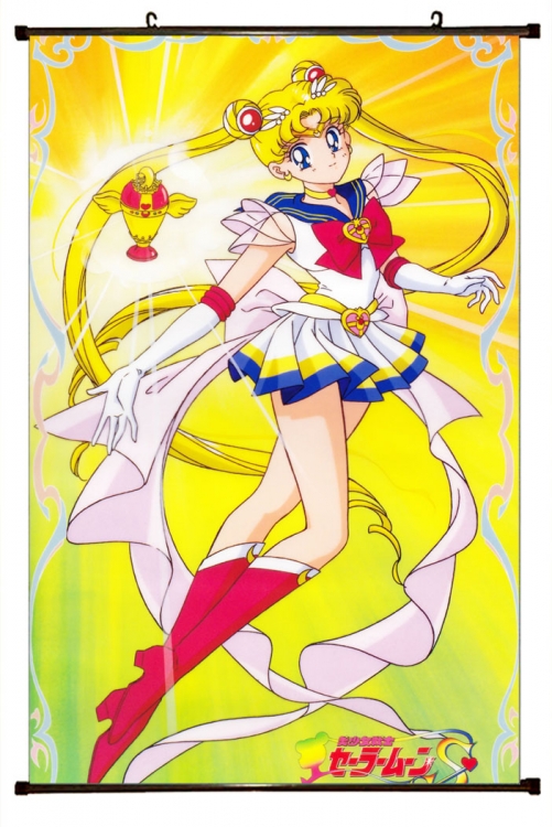 sailormoon Anime black Plastic rod Cloth painting Wall Scroll 60X90CM  M2-152