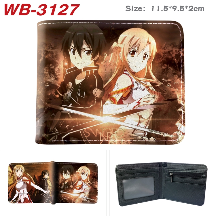 Sword Art Online Anime color book two-fold leather wallet 11.5X9.5X2CM WB-3127A