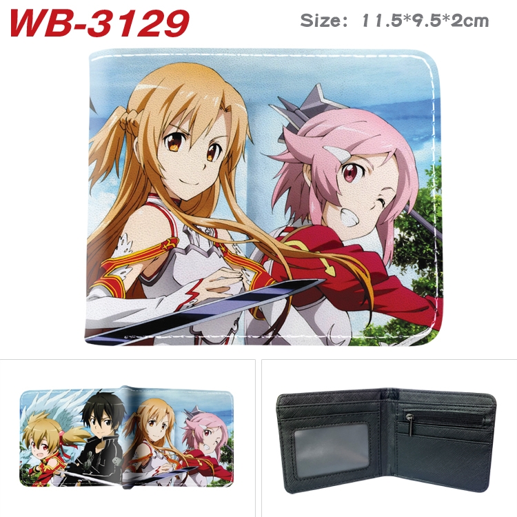 Sword Art Online Anime color book two-fold leather wallet 11.5X9.5X2CM WB-3129A