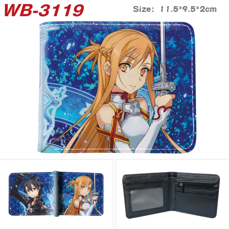 Sword Art Online Anime color book two-fold leather wallet 11.5X9.5X2CM WB-3119A