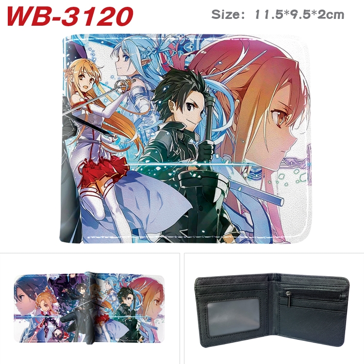 Sword Art Online Anime color book two-fold leather wallet 11.5X9.5X2CM  WB-3120A