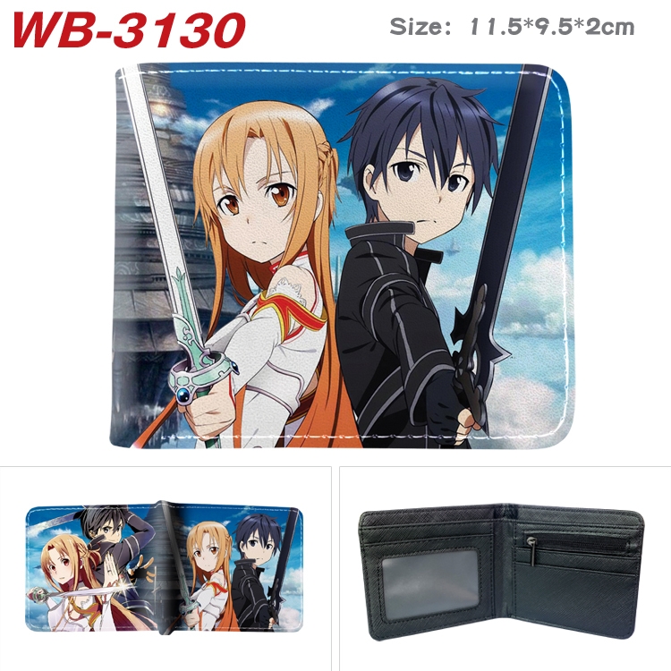 Sword Art Online Anime color book two-fold leather wallet 11.5X9.5X2CM WB-3130A