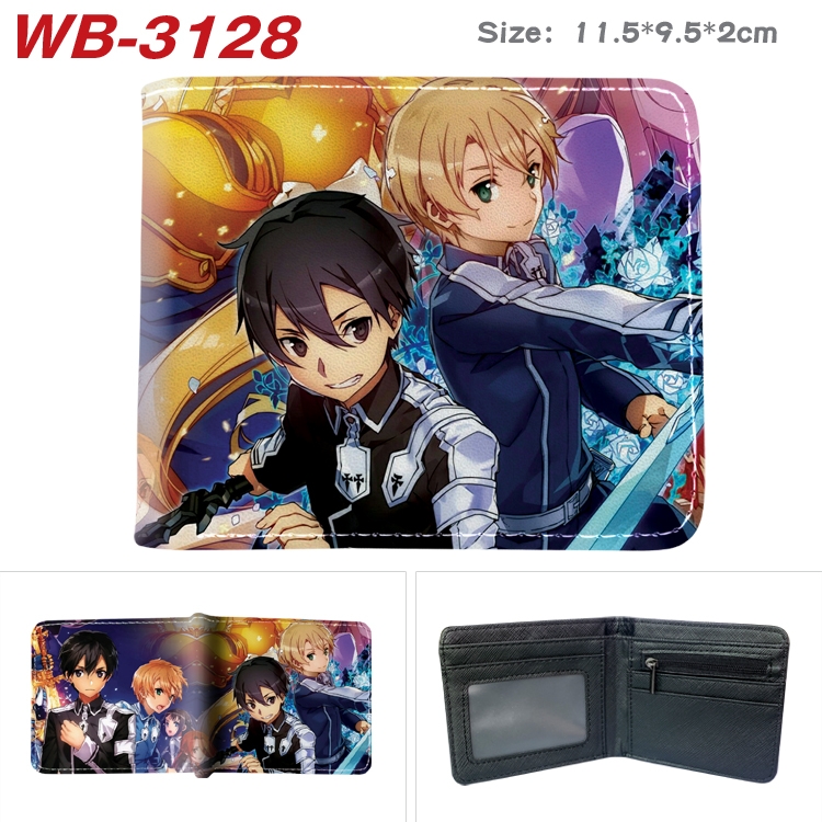 Sword Art Online Anime color book two-fold leather wallet 11.5X9.5X2CM WB-3128A