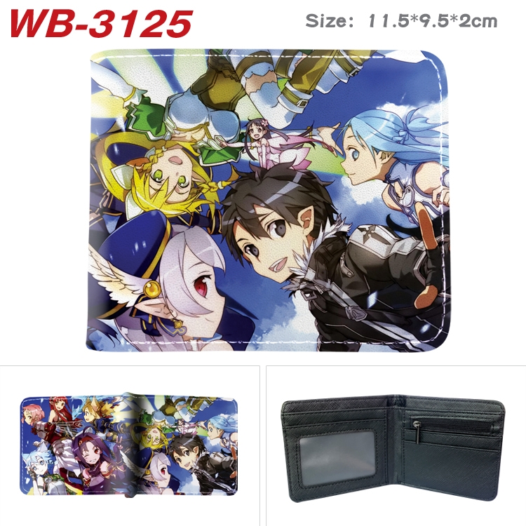 Sword Art Online Anime color book two-fold leather wallet 11.5X9.5X2CM WB-3125A