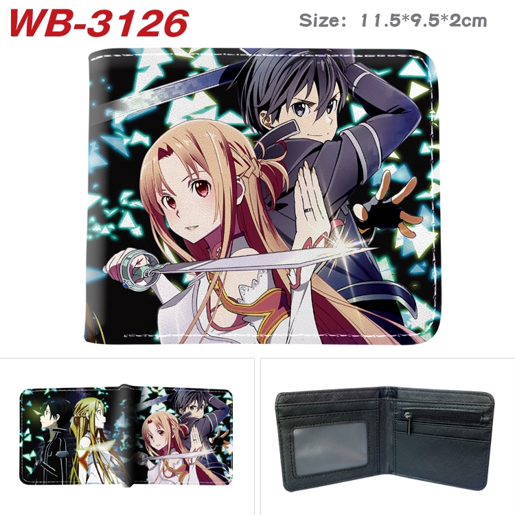 Sword Art Online Anime color book two-fold leather wallet 11.5X9.5X2CM WB-3126A