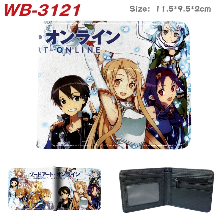 Sword Art Online Anime color book two-fold leather wallet 11.5X9.5X2CM WB-3121A