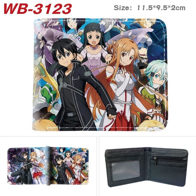 Sword Art Online Anime color book two-fold leather wallet 11.5X9.5X2CM  WB-3123A