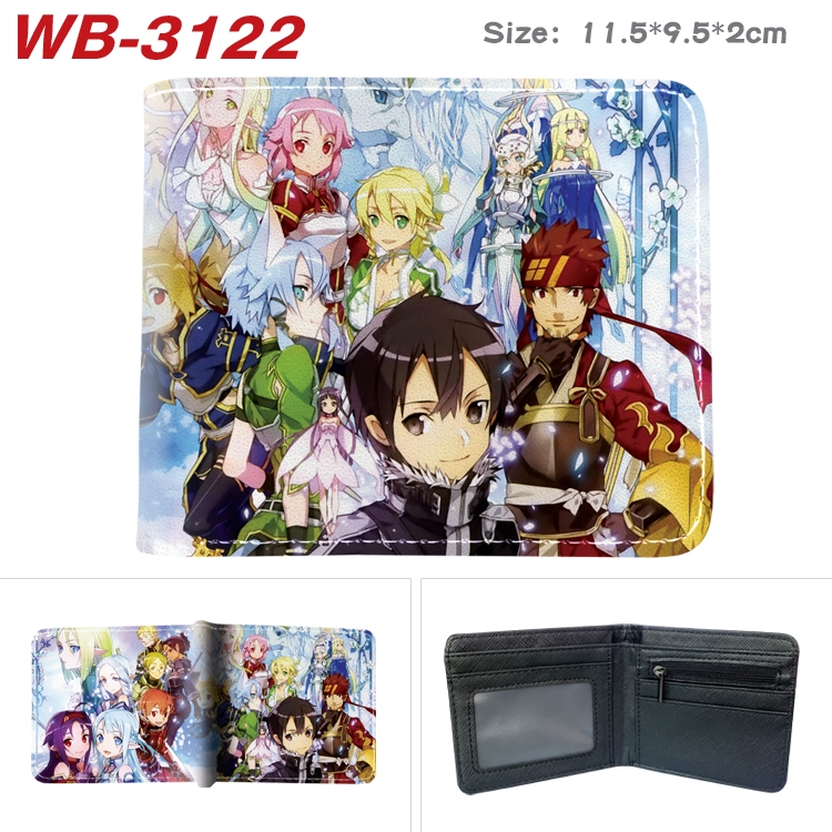 Sword Art Online Anime color book two-fold leather wallet 11.5X9.5X2CM  WB-3122A
