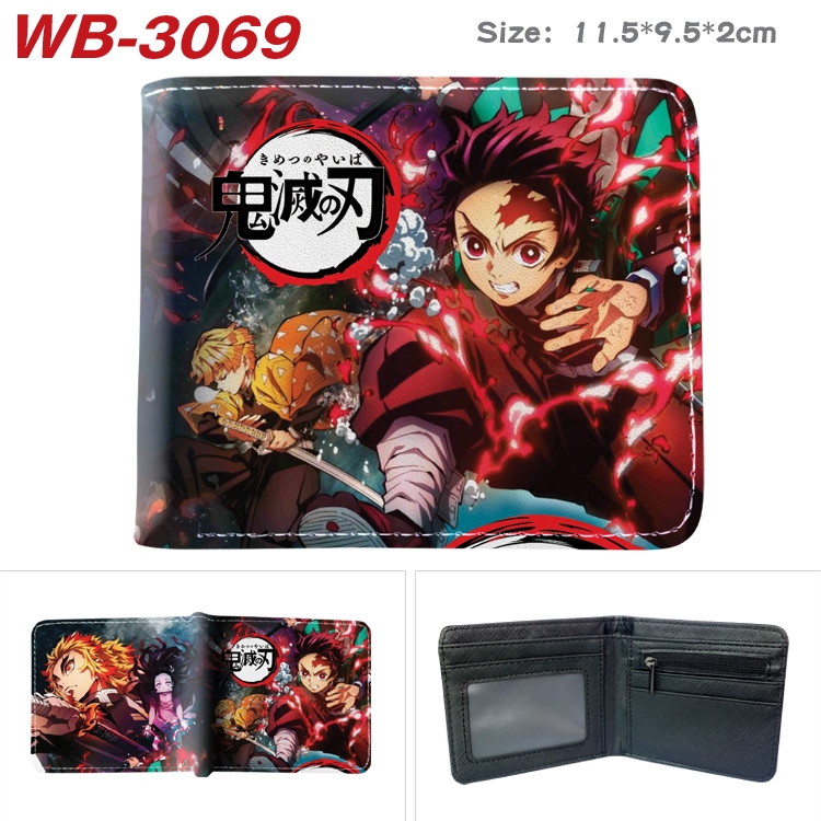 Demon Slayer Kimets Anime color book two-fold leather wallet 11.5X9.5X2CM WB-3069A