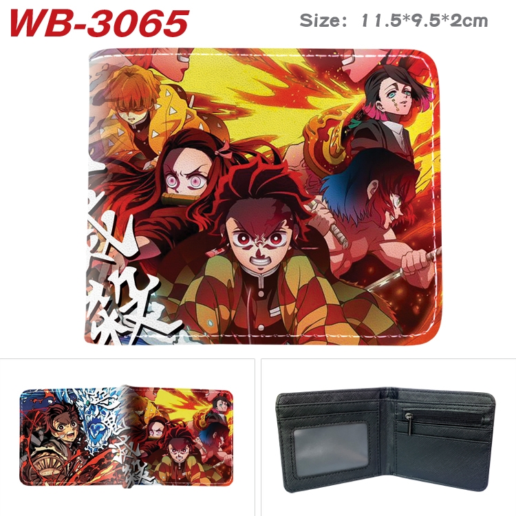 Demon Slayer Kimets Anime color book two-fold leather wallet 11.5X9.5X2CM WB-3065A
