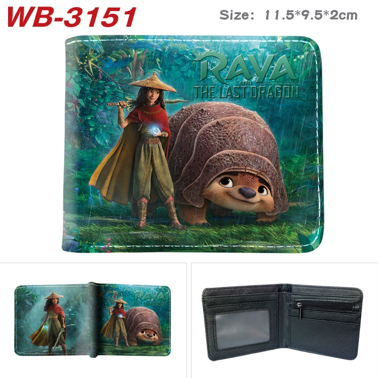Raya and The Last Dragon Anime color book two-fold leather wallet 11.5X9.5X2CM  WB-3151A