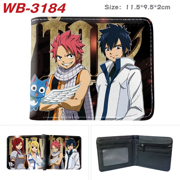 Fairy tail Anime color book two-fold leather wallet 11.5X9.5X2CM  WB-3184A