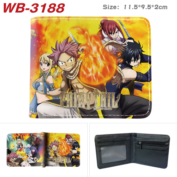 Fairy tail Anime color book two-fold leather wallet 11.5X9.5X2CM  WB-3188A
