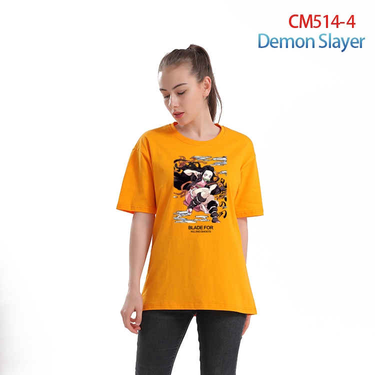 Demon Slayer Kimets Women's Printed short-sleeved cotton T-shirt from XS to 3XL  CM-514-4