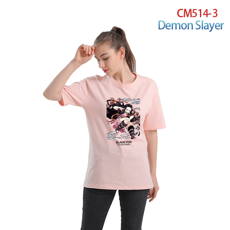 Demon Slayer Kimets Women's Printed short-sleeved cotton T-shirt from XS to 3XL  CM-514-3