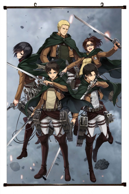 Shingeki no Kyojin Anime Plastic rod Cloth painting Wall Scroll 60X90CM   J12-253