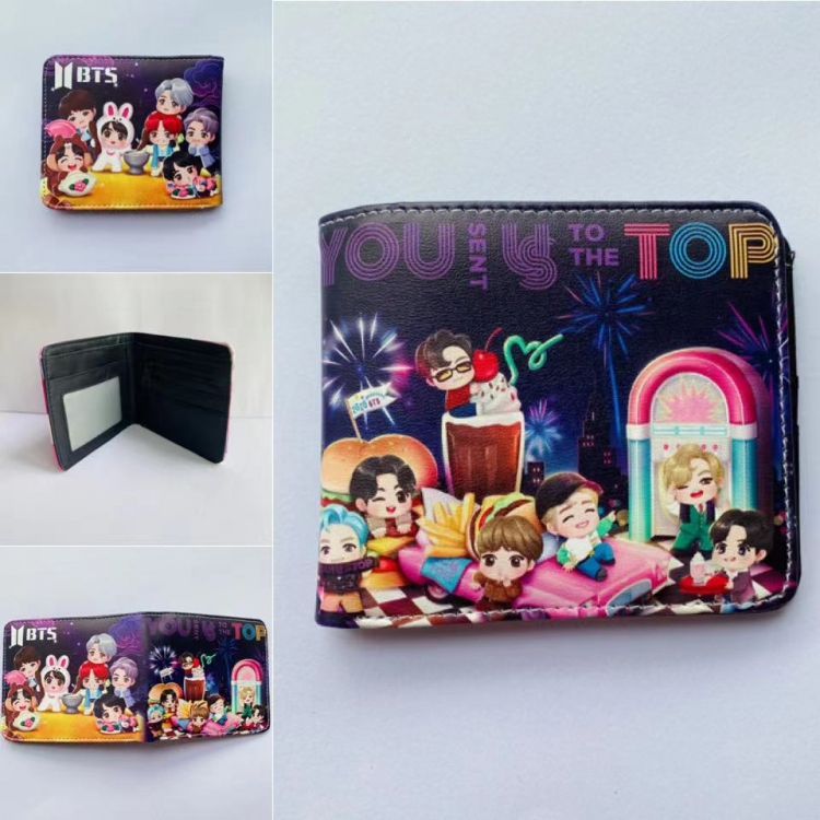 BTS Full color two fold short wallet purse 11X9.5CM 60G