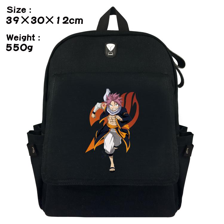 Fairy tail Canvas Flip Backpack Student Schoolbag  39X30X12CM