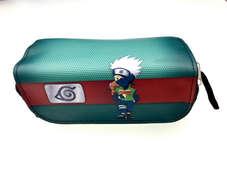 Naruto Double zipper PU pencil Bag 20X10X7.5M 140G Style  A