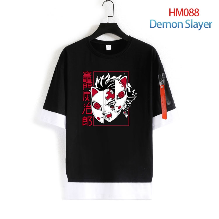 Demon Slayer Kimets Cotton round neck fake two loose T-shirts from S to 6XL HM-088-4
