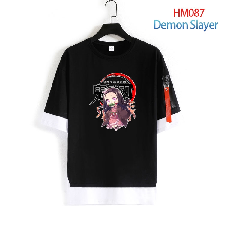 Demon Slayer Kimets Cotton round neck fake two loose T-shirts from S to 6XL HM-087-4
